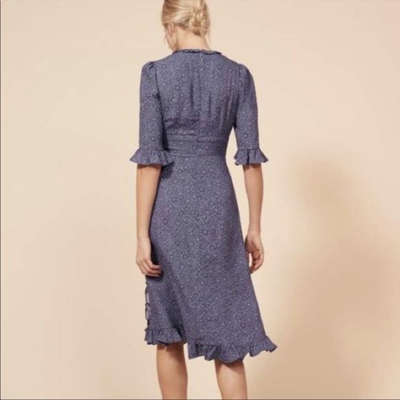 NWT Reformation Suri Violet Floral ¾ Sleeve A-Line Midi Length Dress MSPR $248 - Picture 14 of 14